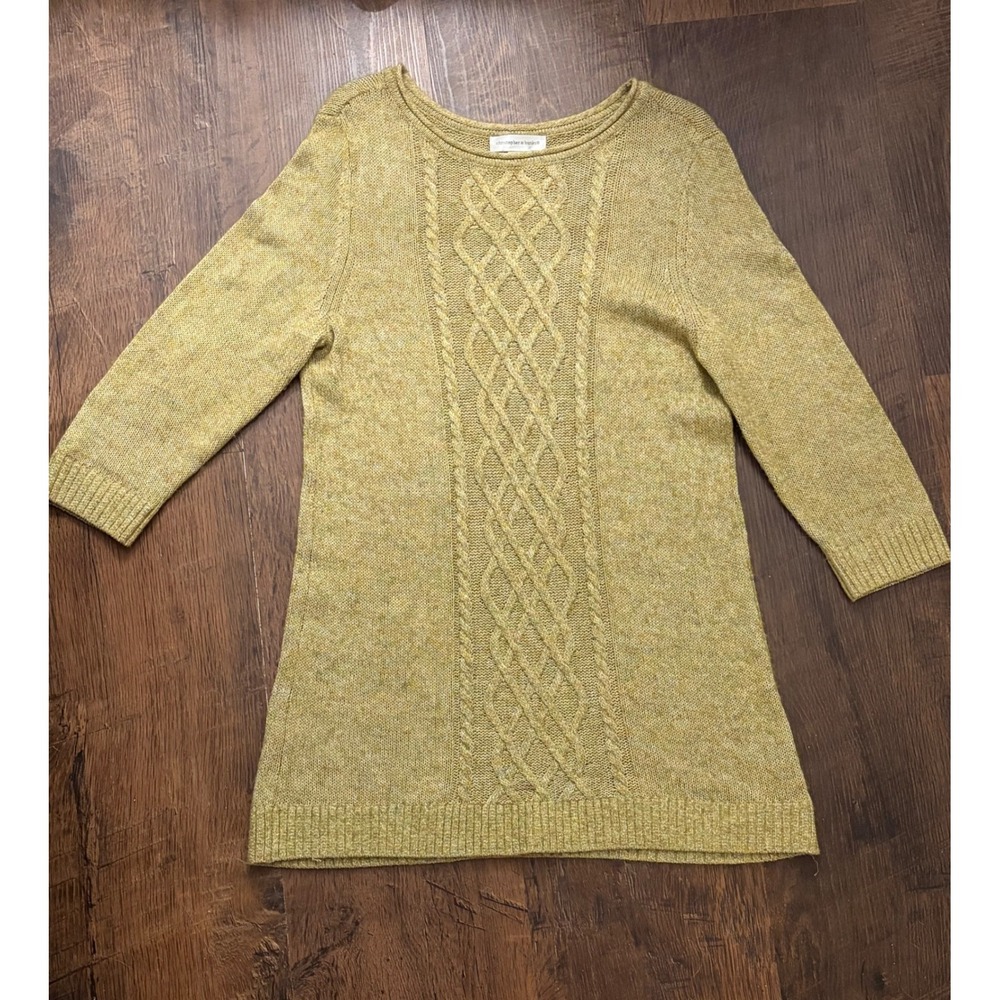 Christopher & Banks Avocado Cable Knit Sweater 3/4 Sleeve M Boho Preppy Fall